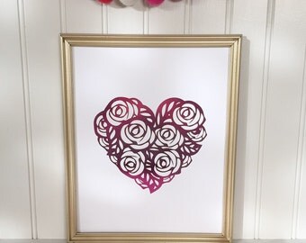 Real Foil Heart Print-Valentine's Day Decor-Love Print-Pink Home Wall Decor-Holiday Wall Art-Holiday Decor-Valentine's Day Gift