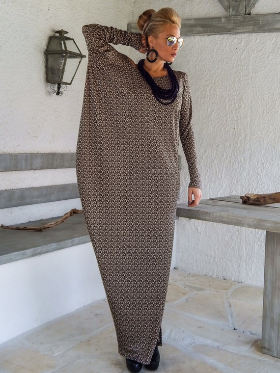 Fall Winter Knitted Asymmetric Maxi Dress Kaftan / Winter