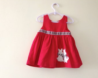 Fuzzy Dogs Vintage Holiday Dress - 12 Months
