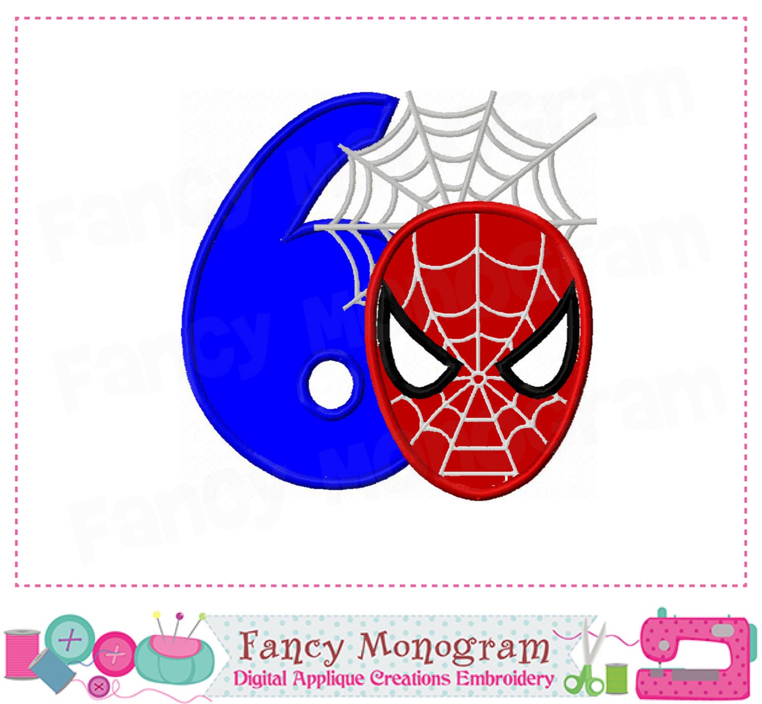 spiderman number 6 appliquebirthday number 6 appliquemy 6th