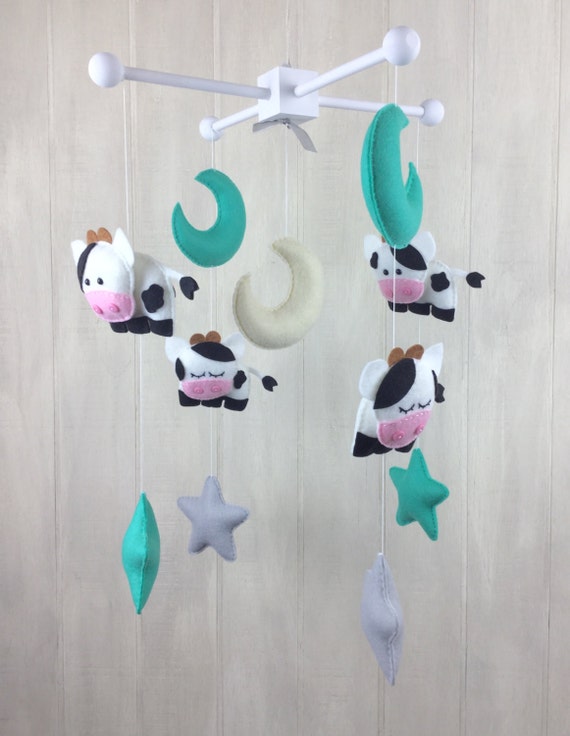 Baby mobile cow mobile Cow moon and by JuniperStreetDesigns