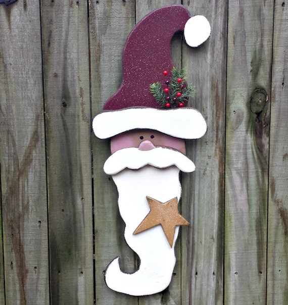 Items similar to Primitive Santa - Solid Wood - Handmade - Christmas ...
