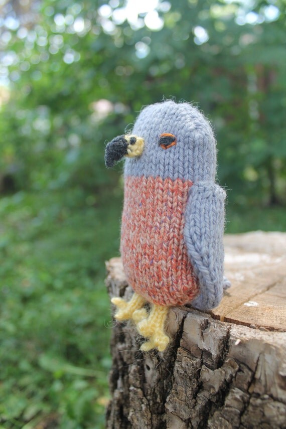 plush bird knit toy bird of prey stuffed by NooniesKnitcycling