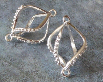 Swirl Earring Connector ~ Sterling Silver links ~ One Pair