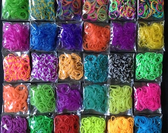30 Colors 3000 Rubber Bands Refill For Rainbow Loom Kit /Temperature Color Change / Tie Dye Loom / Glitter Loom / Chips r ++ DIY Band Kit