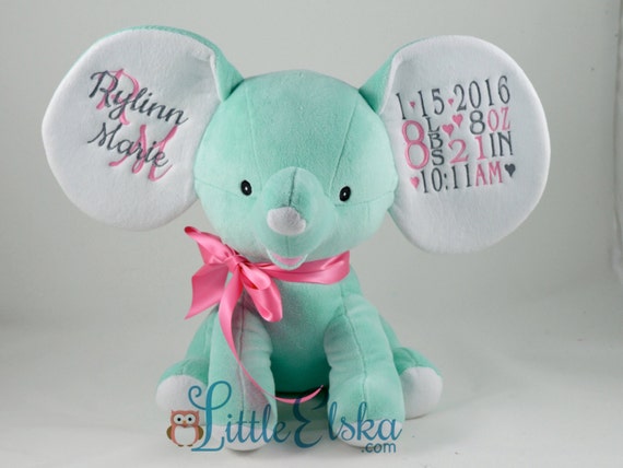 mint green stuffed elephant