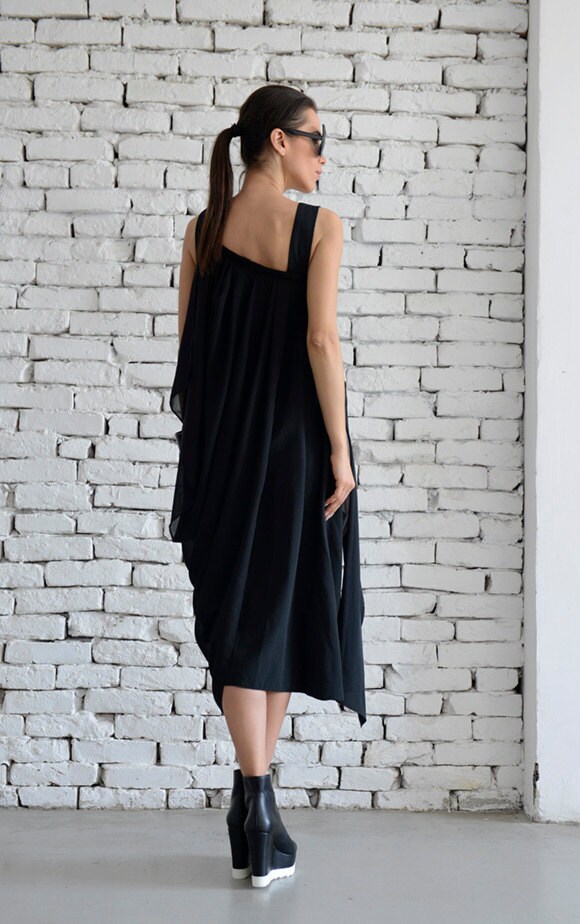 Maxi Dress / Black and White Asymmetrical Tunic / Kaftan / Extravagant ...