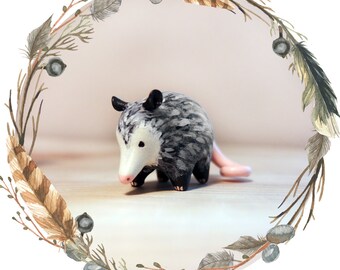 Possum Spirit Animal Totem // Miniature Handmade Polymer Clay Animal Figurine