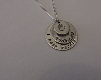 Doula Necklace, Midwife Jewelry, Birthing Necklace, Hand Stamped Jewelry, Personalized Gift, Pregnancy Jewelry, Doula Present, Baby Catcher
