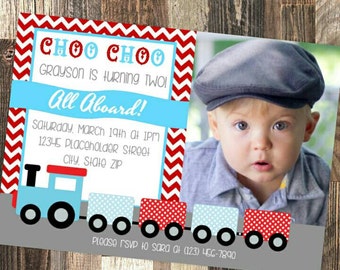 Train Invitation - Train Birthday Invite - Digital Printable File