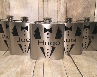 Groomsman Flask, 6 ounce - Stainless Steel Personalized Flask - Wedding Flask - Wedding Party Favors