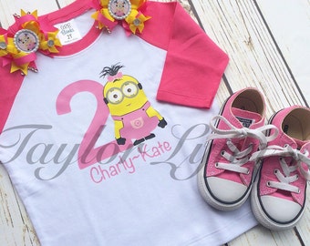 Girls minion shirt, minion birthday shirt, girls minion birthday shirt, minion shirt, girl minion, girls shirt