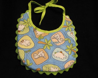 Baby Boy Reversible Dinosaur Print Baby Bib