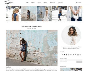 Premade Blogger Template Responsive Design | Blog Theme "Tropico" | Instant Download | Graphic & Web Design