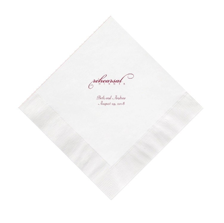 Rehearsal Dinner Napkins Personalized Set of 100 Napkins