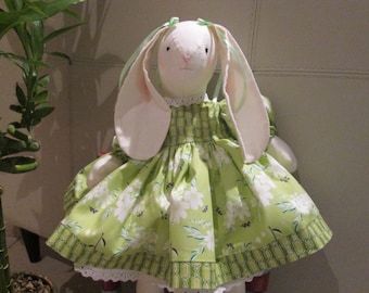 Cloth Rabbit Doll , Spring Baby Rabbit , Child Friendly Doll , Handmade Fabric Doll