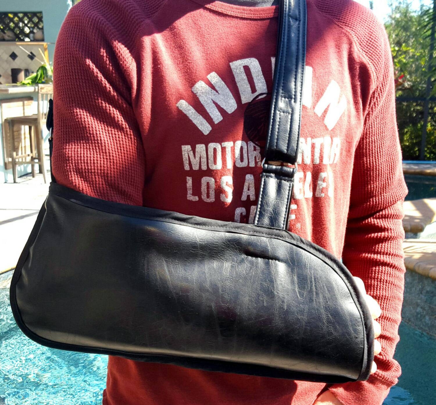 Arm sling Classic Black Faux Leather with Ultra Plush fleece