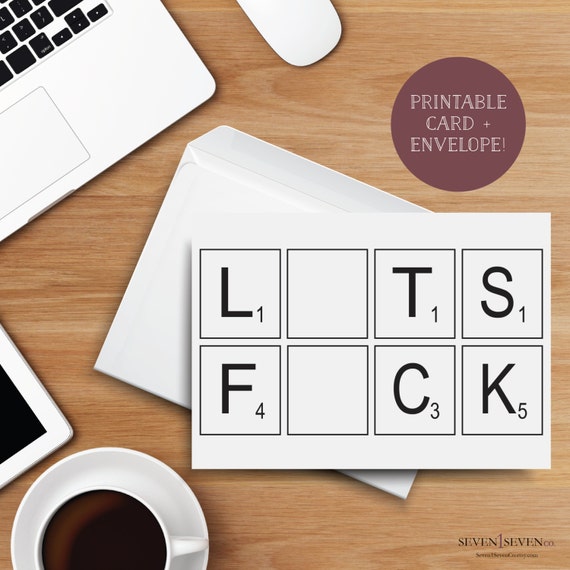 lets fuck printable greeting card 5x7 cardstock digital
