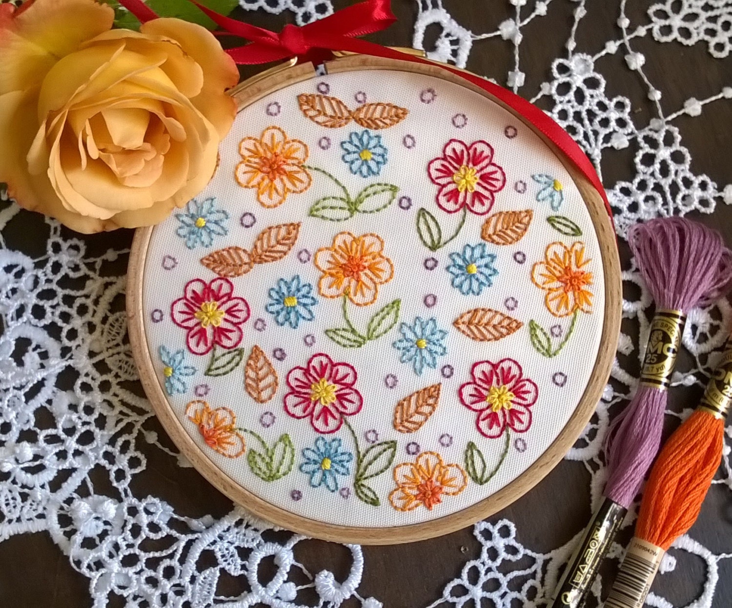 embroidery kit Spring Embroidery pattern embroidery hoop