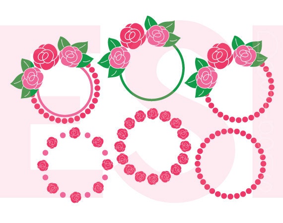 Download Circle Frame SVG Flower Monogram eps dxf png Rose Summer