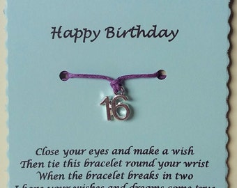 16th Birthday Gift, Birthday Friendship Bracelet, 16th Charm Bracelet, Sweet 16 Gift, Birthday gift, 16th Birthday Bracelet, Gift Sweet 16