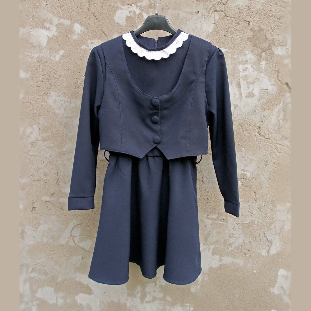 Navy blue school uniform dress Vintage girl's school