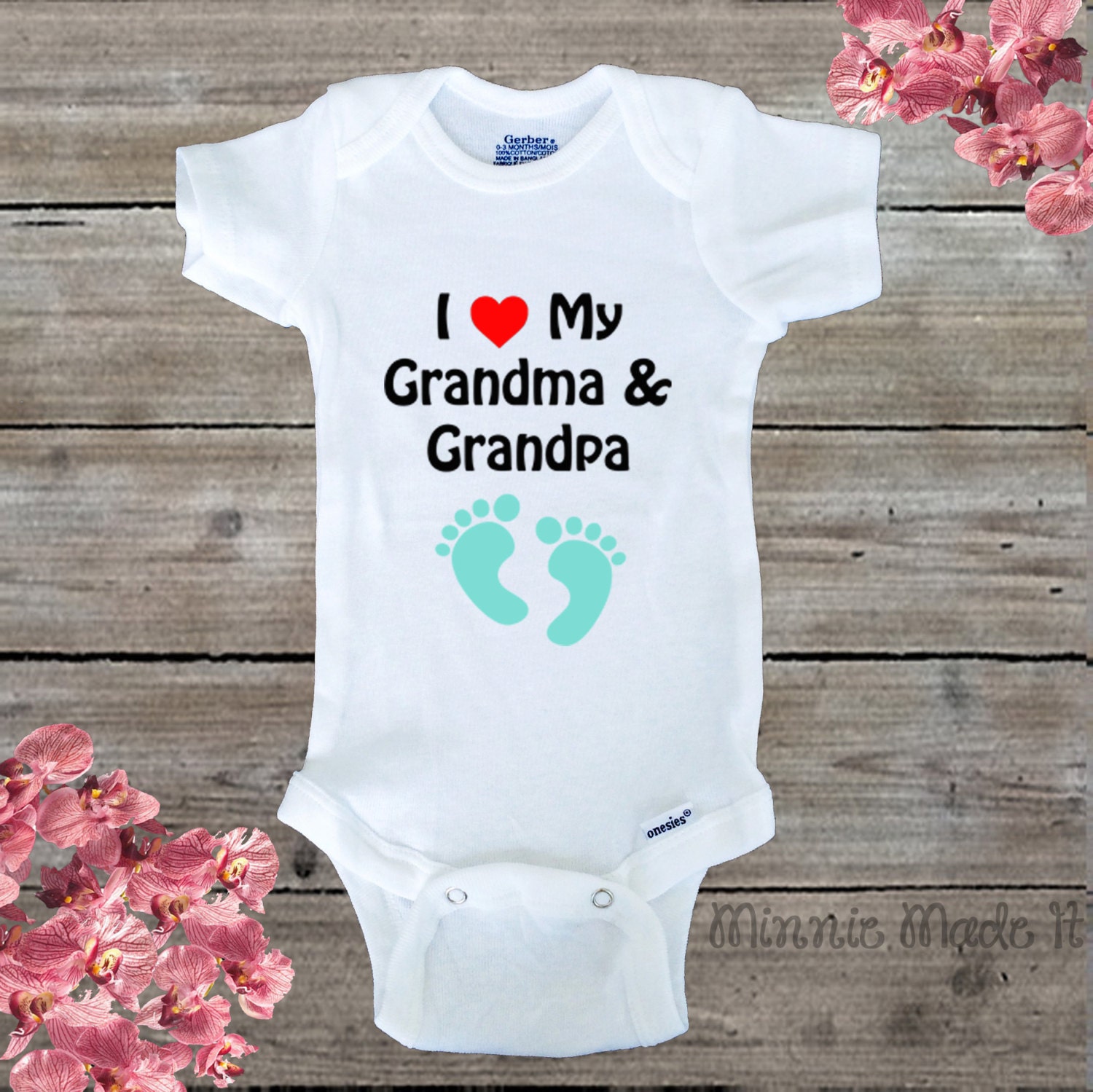 I Love My Grandma & Grandpa Baby Onesie Bodysuit / by MinnieMadeit