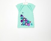 Baby Girl embellished knit dress - Size 2T / 3T - Toddler knit dress - Toddler rustic top - Mint knitted dress - Ready to ship