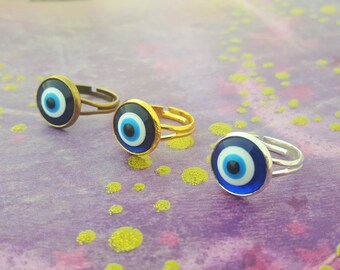 Evil Eye Ring, Eyeball Ring, Silver Eye Ring, Gold Eye Ring, Bronze Eye Ring, Blue Evil Eye, Evil Eye Jewellery, Greek Talisman, Turkish