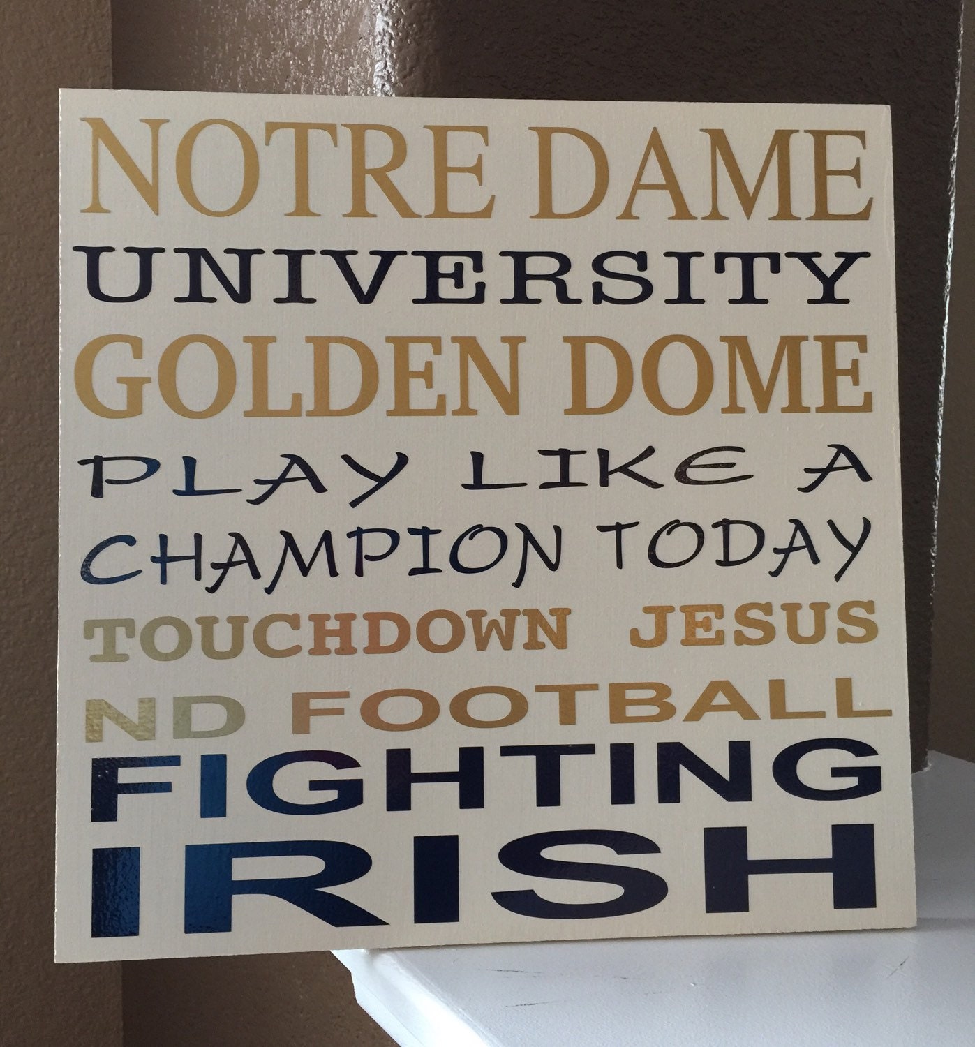 Notre Dame Wood Sign Notre Dame College Football University