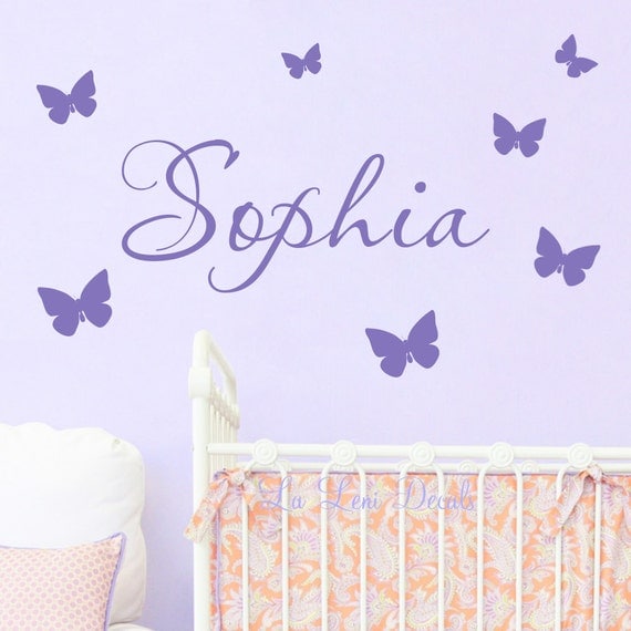 Name Wall Decal Butterfly Decals Nursery Wall by LaLeniDecals