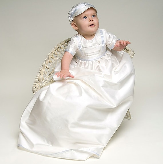 Noah Boys Silk Christening Gown Boys Baptism by BabyBeauandBelle