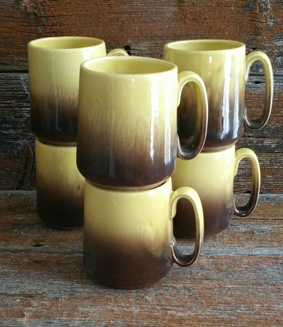 Vintage Hull Pottery Coffee Mug Set of 6 Hull Yellow And