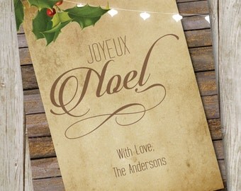 Vintage Christmas Card, Victorian Christmas Card, Joyeux Noel, Season's Greetings Card