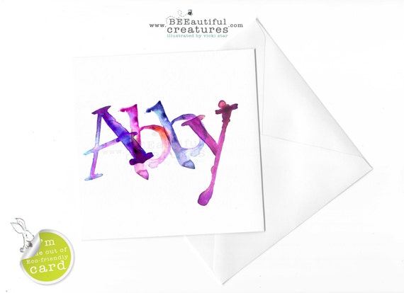 Abby Name Art Card Girls Name Art by BEEautifulcreatures on Etsy