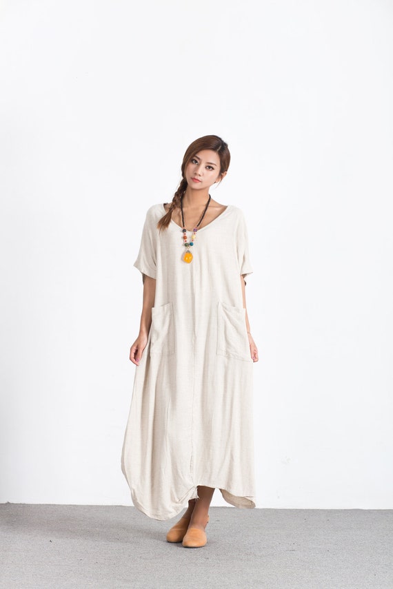 Women's linen maxi dress linen kaftan cotton caftan