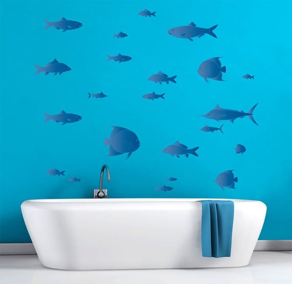 Collection of Tropical Fish Bathroom Décor Wall Decal