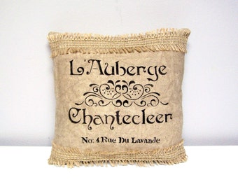 Handmade Stenciled Pillow - Farmhouse-Vintage Style Pillow