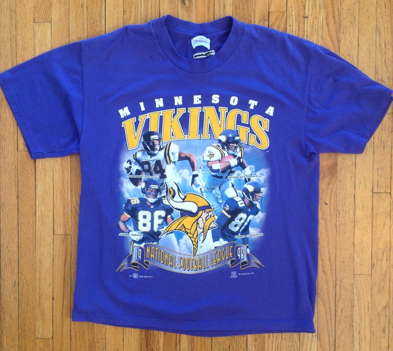 Minnesota Vikings Vintage NFL Player Shirt Moss Smith Reed