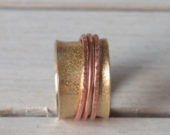 Anxiety ring,Spinner ring,womens ring ,fidget ring , meditation ring , Brass spinner ring, unisex ring , 3 bands spinner ring