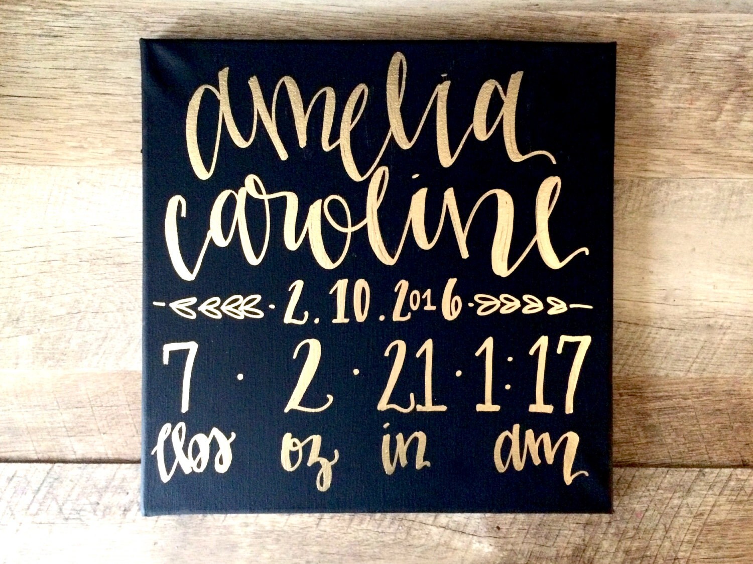 Custom birth stats sign canvas sign birth stats wall art