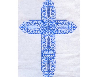 Delicate Open Stitch Ornate Cross Embroidery Design - Instant Digital Download
