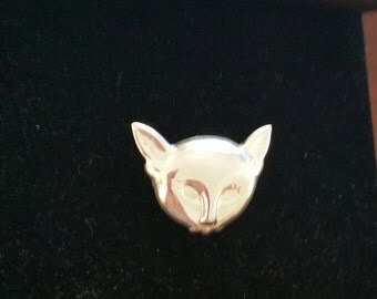 Vintage Sterling Silver cat Pin