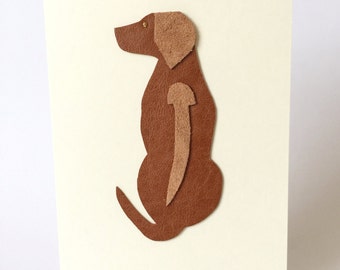 Rhodesian Ridgeback Dog Leather Art Cards Greeting Cards Fancy Cards Handmade in UK Blank Cards