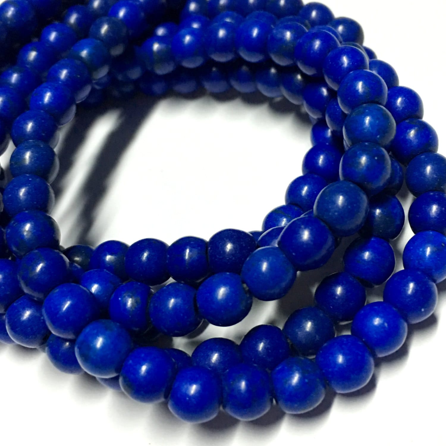 6mm Cobalt Blue Quartz Matte Blue Gemstone Beads 15.5 inch