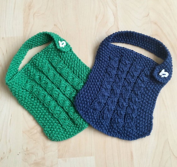 Download Baby Bib Knitted Bib Mock Cable Bib Blue Bib by EbonyStitch