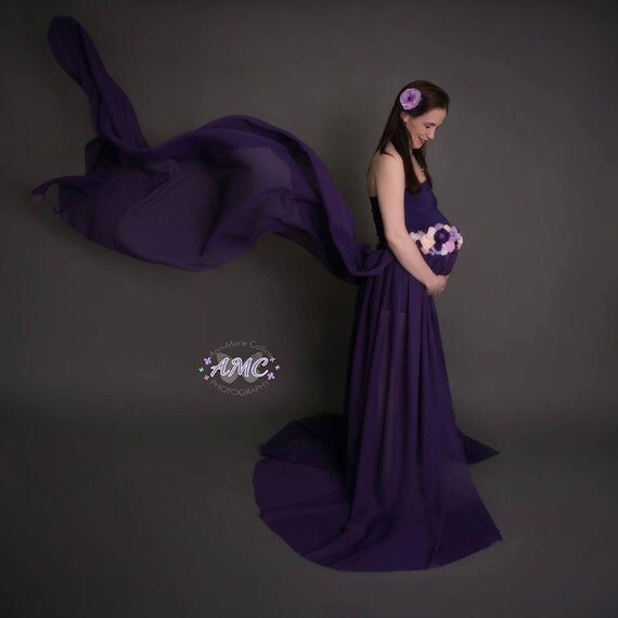 Flowing maternity dress with an extra long by CherryBlossomTale