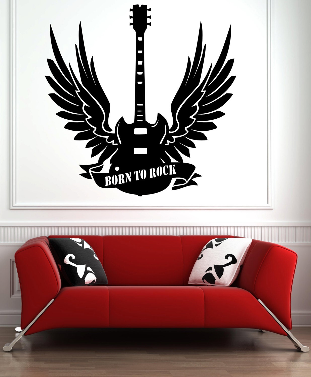 Wall decal music wall sticker Guitar vinyl Born to rock Studio