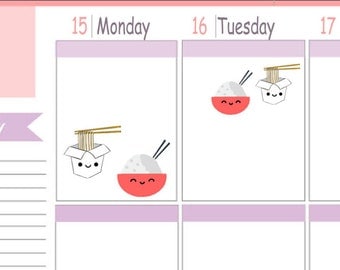 Kawaii Itty Bitty or ECLP Size Chinese Takeout Planner Stickers To Use With Erin Condren Planner