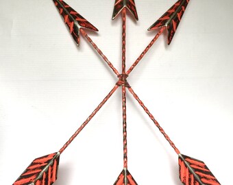 Metal Arrow Wall Decor - Coral/ or Pick Color - Decorative Arrows - Bohemian Wall Art - Rustic Arrow Decor - Arrow Wall Hanging - Cast Iron